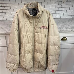 Vintage Makaveli Jacket Mens XXL Beige Tan Puffer Down Feather Coat 1971 Logo